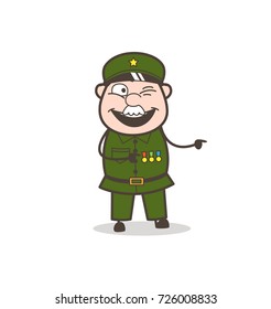 Cartoon Naughty Sergeant Pointing Finger Vector Illustration
