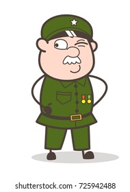Cartoon Naughty Sergeant Winking Eye and Staring Vector Illustration