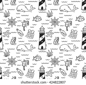 Cartoon nautical seamless background