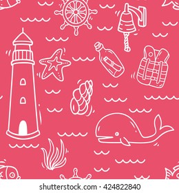 Cartoon nautical seamless background