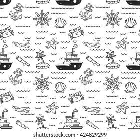 Cartoon nautical seamless background