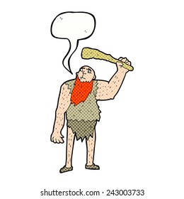 cartoon neanderthal with speech bubble
