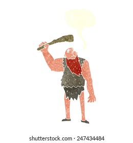 neandertal de caricatura con burbuja de habla