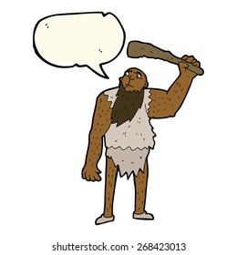 Karikatur-Neanderthaler mit Sprachblase