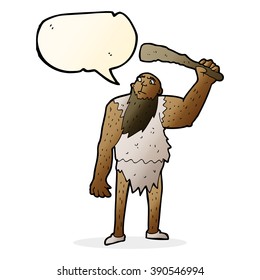 cartoon neanderthal with speech bubble