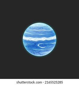 Cartoon Neptune. The planet is isolated on a dark background.