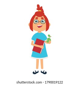 Cartoon nerd with glasses and book sack. vector illustration isolated on white background