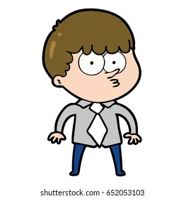 cartoon nervous boy in shirt and tie
