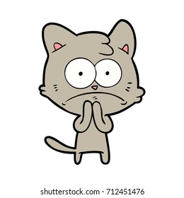 cartoon nervous cat