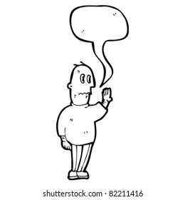 cartoon nervous guy with speech bubble