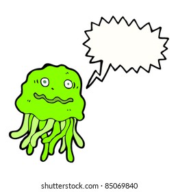 cartoon nervous jellyfish with speech bubble