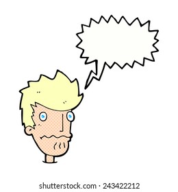 hombre nervioso con burbuja de habla