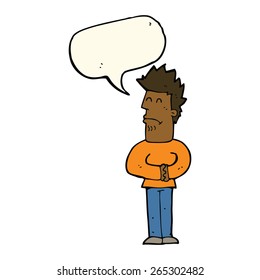 cartoon nervous man with speech bubble