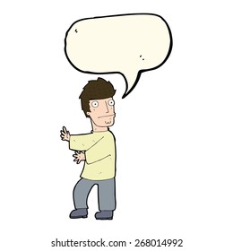 hombre nervioso con burbuja de habla