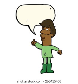 hombre nervioso con burbuja de habla