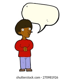 cartoon nervous man with speech bubble