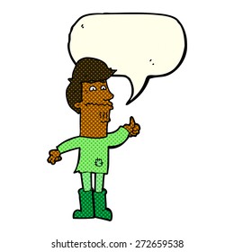 cartoon nervous man with speech bubble