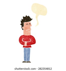 hombre nervioso con burbuja de habla