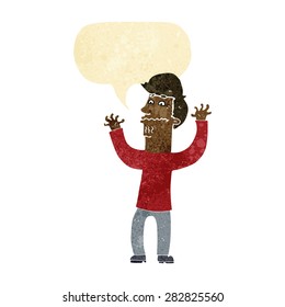 cartoon nervous man with speech bubble