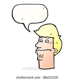 cartoon nervous man with speech bubble