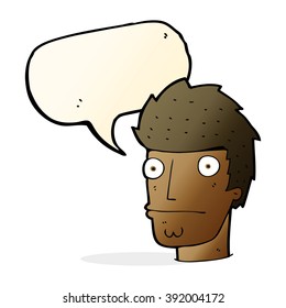 cartoon nervous man with speech bubble