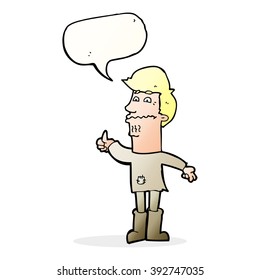 cartoon nervous man with speech bubble