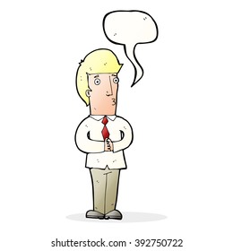 cartoon nervous man with speech bubble