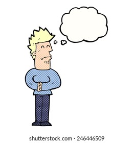 cartoon nervous man with thought bubble