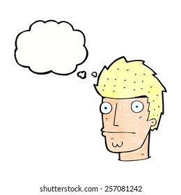 Cartoon Nervenmann mit Gedankenblase