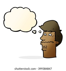 cartoon nervous man with thought bubble