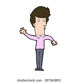 cartoon nervous man waving