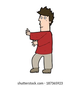 cartoon nervous man waving