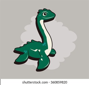 Cartoon nessie. Vector illustration.