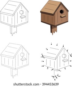 Cartoon nesting box. Dot to dot educational game for kids