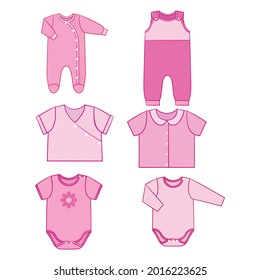 Cartoon of newborn baby clothes. Vector graphic illustration. individually on a white background.