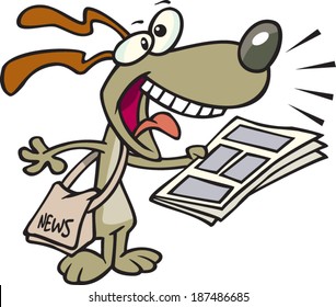 Cartoon Newspaper Delivery Dog