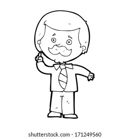 cartoon newsreader man with idea