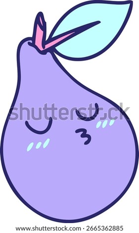 cartoon of a nice good looking pear in bright neon color