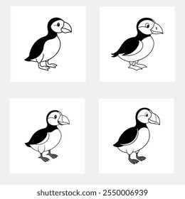 Cartoon nice puffin vector illustration