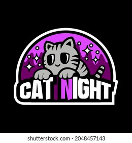 cartoon night cat character vector