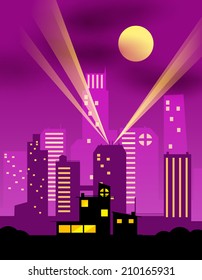 Cartoon night city. Vector eps 10