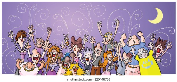 Cartoon Night Party People.
