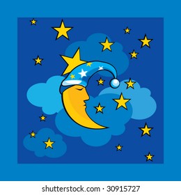 cartoon night seamless background