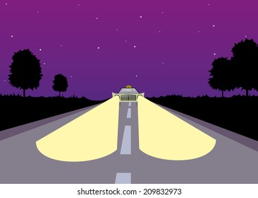 Cartoon night taxi