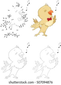 Cartoon nightingale. Dot to dot educational game for kids