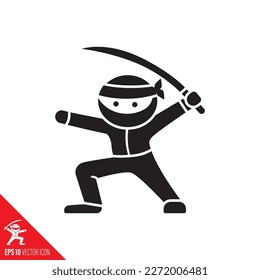 Cartoon Ninja character vector glyph icon 