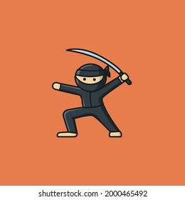 Cartoon Ninja Zeichen Vektorgrafik für Ninja Day am 5. Dezember