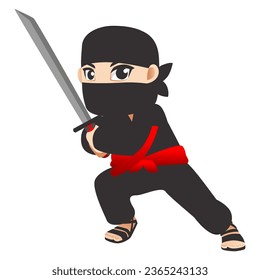 Cartoon Ninja Zeichnung eine Katana. Vektorclip-Kunstillustration mit einfachen Farbverläufen. Alles in einer einzigen Schicht.