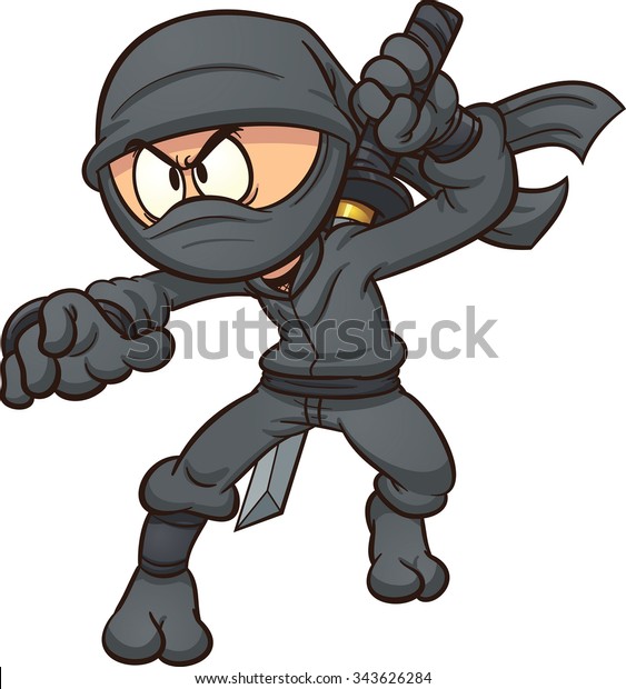 Cartoon Ninja Drawing Katana Vector Clip Stock Vector (Royalty Free ...