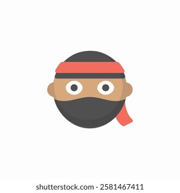 Cartoon ninja face with red headband Vector